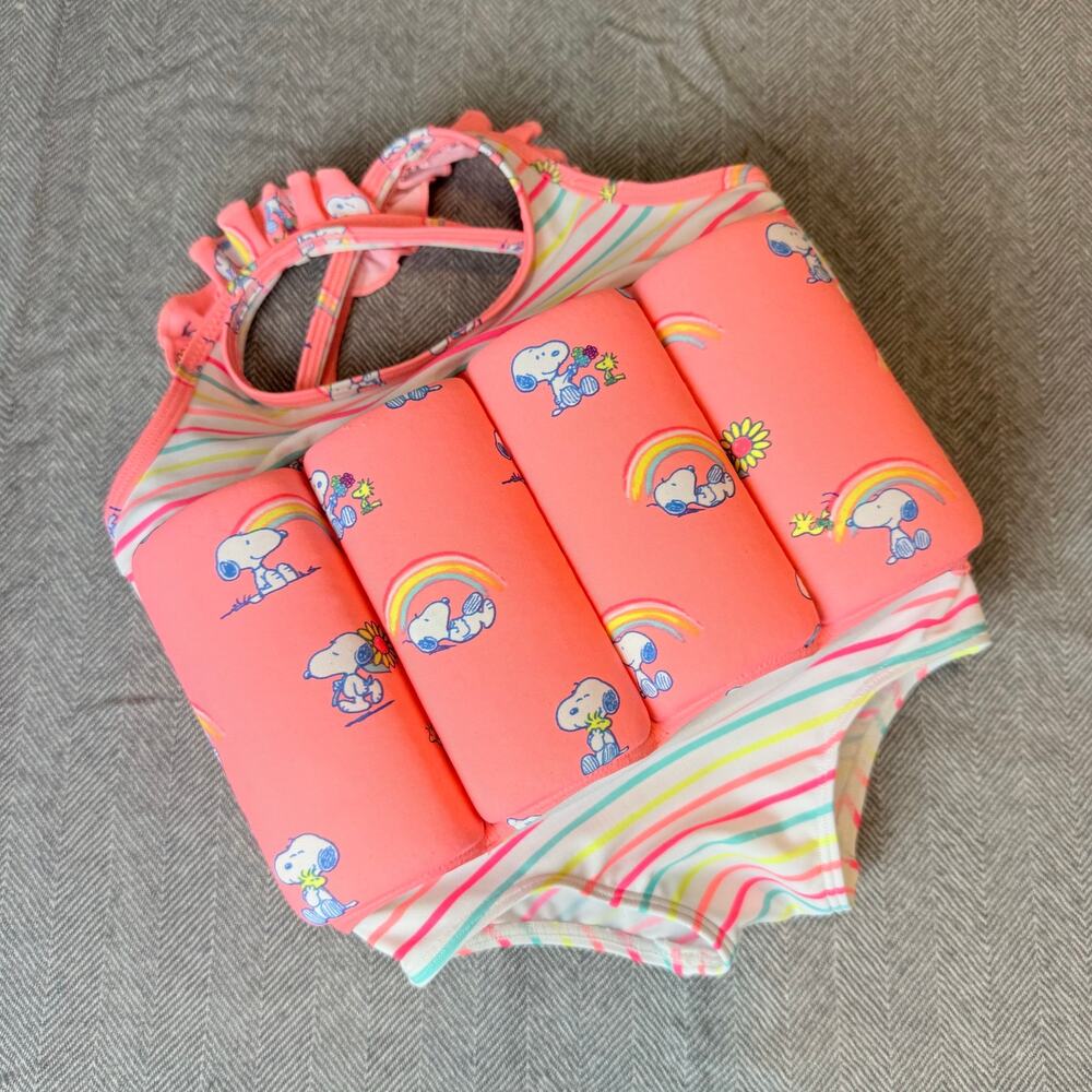 Sunuva Peanuts Snoopy Float Suit Swimsuit Swim Aid Baby Toddler Girls 1-2 Years